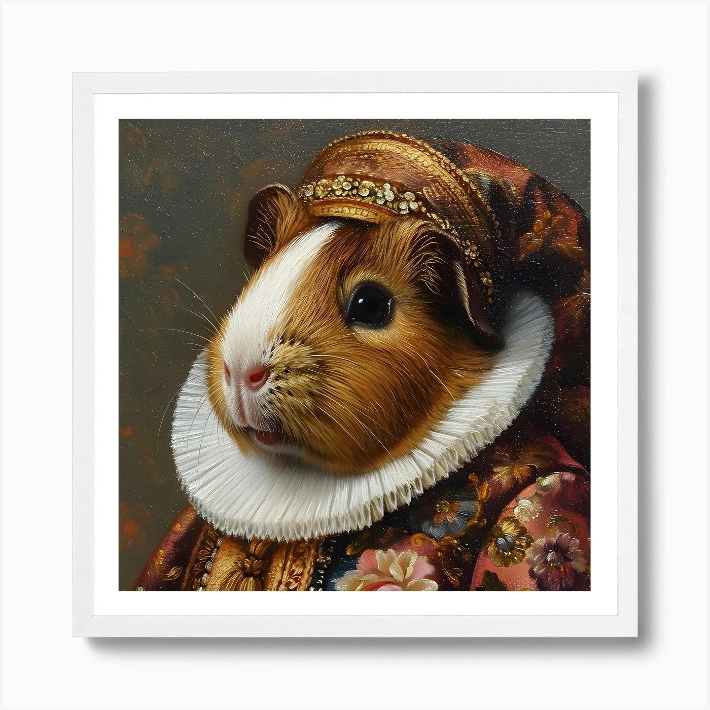 Regal Renaissance Guinea Pig Portrait 1 Art Print by Lozzerly - Fy